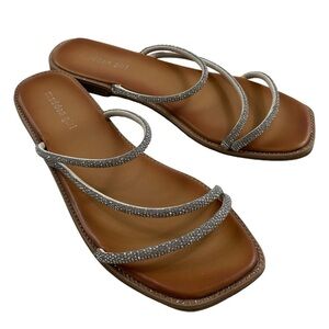 Madden Girl Women’s Palmina Silver Rhinestone Strappy Flat Sandal Size 12